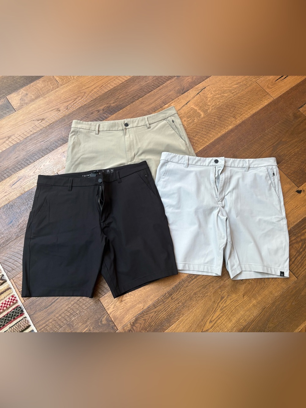 7Diamonds Men's Stretch Chino Shorts - Black, Khaki, Light Gray
